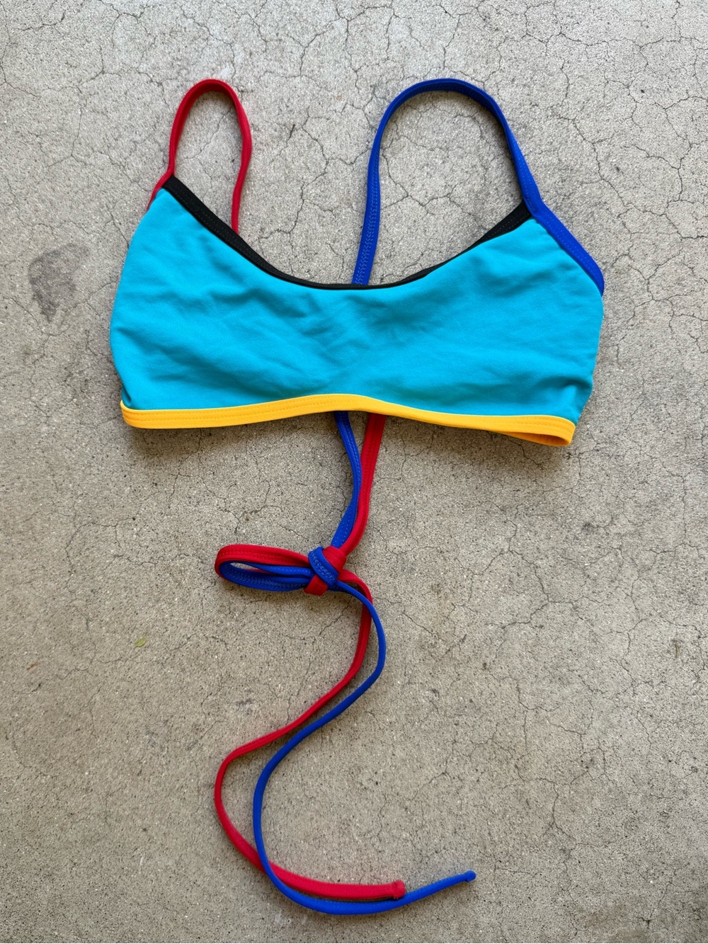 Jolyn Clothing Colorblock Bikini Top tie back large preloved